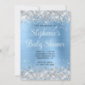 Silver Glitter Blue Online Registry Baby shower Kaart (Voorkant)