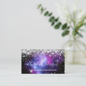 Silver Glitter Blue Paars Galaxy Online Store Visitekaartje (Staand voorkant)