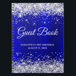 Silver Glitter Blue Satin 21st Birthday Guestbook Notitieboek<br><div class="desc">Creëer je eigen gastenboek voor haar 21ste verjaardagsfeest in dit lege notitieboek. Meisjes faux sparkly,  zilverglitter op de boven- en onderrand,  over een faux geborsteld blauw satijn folie ombre. U kunt de doopvontstijl en grootte aanpassen zoals nodig.</div>