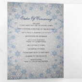 Silver Glitter Blue Snowflake Winter Wedding Drieluik Programma (Binnenzijde eerst)