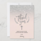 Silver glitter blush bedankt voor je eerste commun (Voorkant)