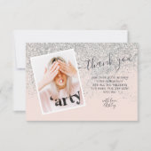 Silver glitter blush foto bedankt Sweet 16 (Voorkant)