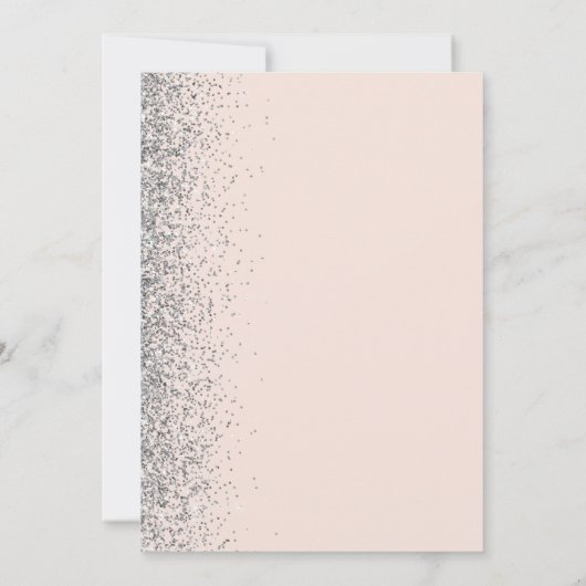 Silver Glitter Blush Pink First Heilige Communie Kaart (Achterkant)