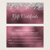 Silver Glitter Blush Roos Folie Cadeaubon Visitekaartje (Voorkant /achterkant)