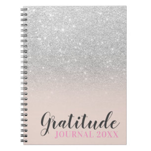 SIlver glitter blush roze dankbaarheidsjournaal Notitieboek