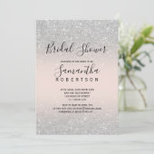 Silver glitter blush roze script vrijgezellenfeest kaart (Staand voorkant)