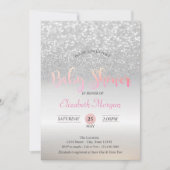 Silver Glitter Bokeh Baby shower Uitnodiging (Voorkant)