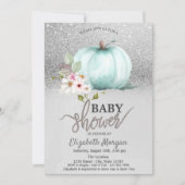 Silver Glitter Bokeh, Baby shower van pompoen Kaart (Voorkant)
