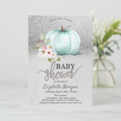 Silver Glitter Bokeh, Baby shower van pompoen Kaart (Staand voorkant)