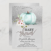 Silver Glitter Bokeh, Baby shower van pompoen Kaart (Voorkant / Achterkant)