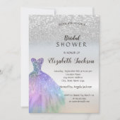 Silver Glitter Bokeh, Chic Dress Vrijgezellenfeest Kaart (Voorkant)