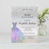 Silver Glitter Bokeh, Chic Dress Vrijgezellenfeest Kaart (Staand voorkant)