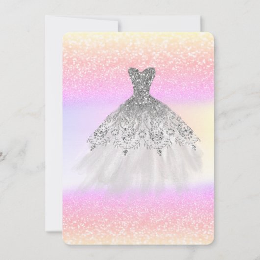 Silver Glitter Bokeh Dress Ombre Vrijgezellenfeest Kaart (Achterkant)
