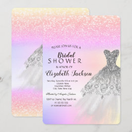 Silver Glitter Bokeh Dress Ombre Vrijgezellenfeest Kaart