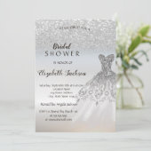 Silver Glitter Bokeh Dress Vrijgezellenfeest Kaart (Staand voorkant)