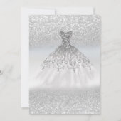 Silver Glitter Bokeh Dress Vrijgezellenfeest Kaart (Achterkant)