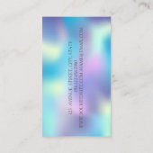 Silver Glitter Bokeh, Guitar, Blue Holographic Visitekaartje (Achterkant)
