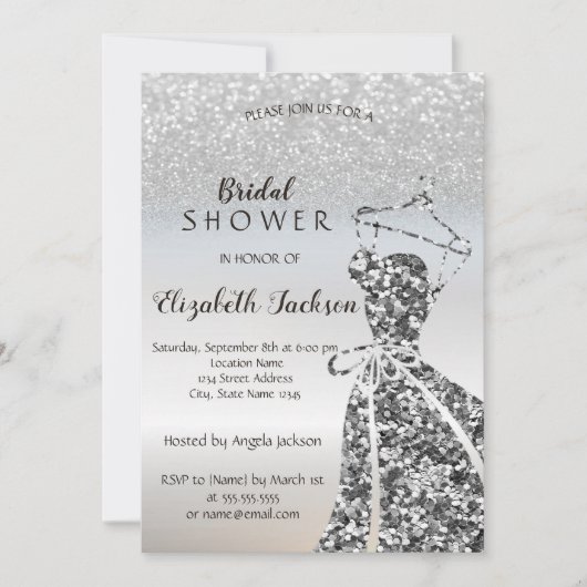 Silver Glitter Bokeh Sequins Dress Vrijgezellenfee Kaart (Voorkant)