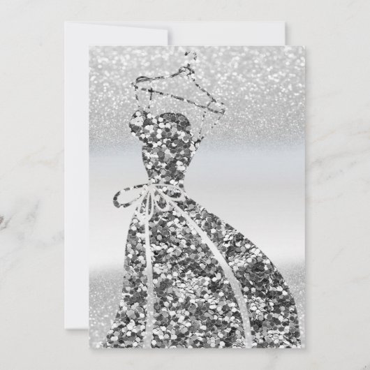 Silver Glitter Bokeh Sequins Dress Vrijgezellenfee Kaart (Achterkant)