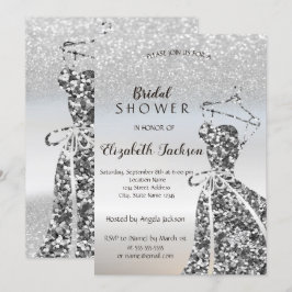 Silver Glitter Bokeh Sequins Dress Vrijgezellenfee Kaart
