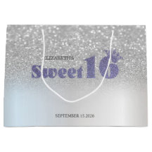 Silver Glitter Bokeh Sweet 16 Crown