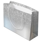 Silver Glitter Bokeh Sweet 16 Crown Groot Cadeauzakje (Achterkant Gekanteld)