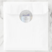 Silver Glitter Bokeh Sweet 16 Crown Ronde Sticker (Tas)
