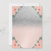 Silver Glitter Bokeh, Tiara Floral Sweet 16 Party Kaart (Achterkant)