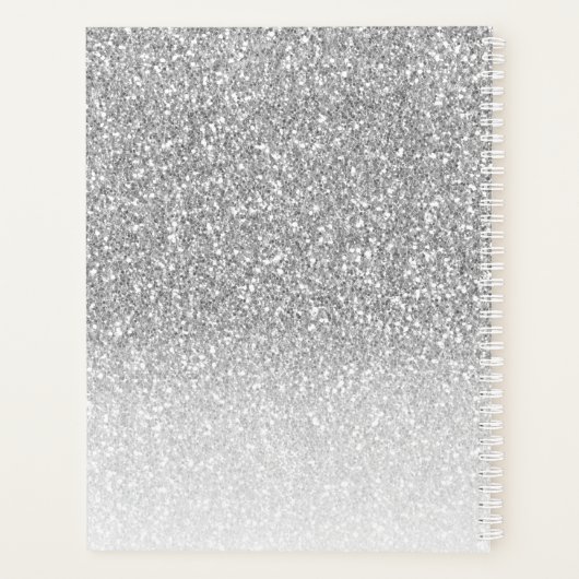 Silver Glitter Bold Typography Monogram Annual Planner (Achterkant)