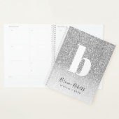 Silver Glitter Bold Typography Monogram Annual Planner (Display)