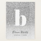 Silver Glitter Bold Typography Monogram Annual Planner (Voorkant)