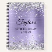 Silver Glitter Bord Lavendel 50e Verjaardags Gast Notitieboek (Voorkant)