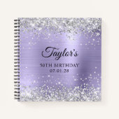 Silver Glitter Bord Lavendel 50e Verjaardags Gast Notitieboek (Voorkant)