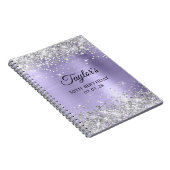 Silver Glitter Bord Lavendel 50e Verjaardags Gast Notitieboek (Rechterzijde)