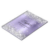 Silver Glitter Bord Lavendel 50e Verjaardags Gast Notitieboek (Linkerzijde)
