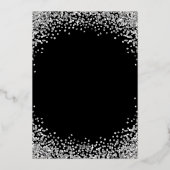 Silver Glitter Border Black Christmas Party Folie Uitnodiging (Achterkant)