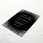Silver Glitter Border Black Wedding Folie Uitnodiging (Gedraaid)