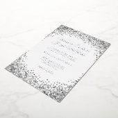 Silver Glitter Border Black Wedding Folie Uitnodiging (Gedraaid)