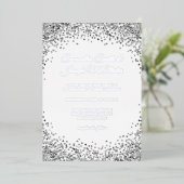 Silver Glitter Border Black Wedding Folie Uitnodiging (Staand Voorkant)