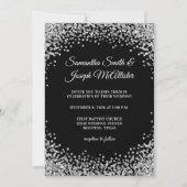 Silver Glitter Border Black Wedding Kaart (Voorkant)