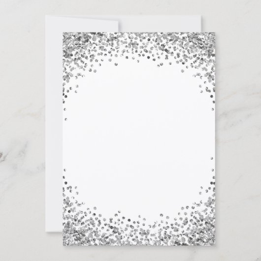 Silver Glitter Border White 30th Birthday Kaart (Achterkant)