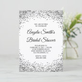 Silver Glitter Border White Bridal Shower Kaart (Staand voorkant)