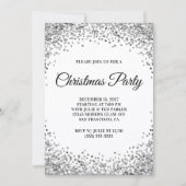 Silver Glitter Border White Christmas Party Kaart (Voorkant)
