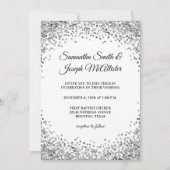 Silver Glitter Border White Wedding Kaart (Voorkant)