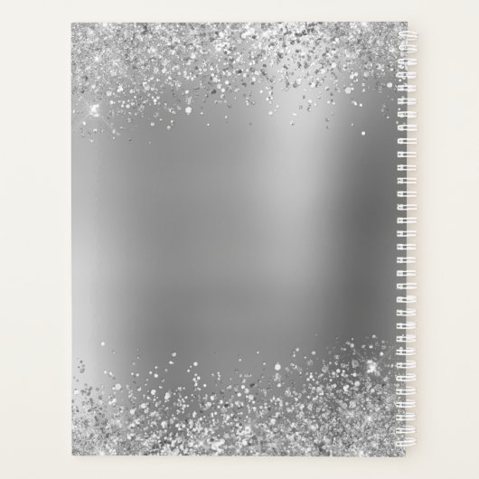 Silver Glitter Boss Lady CEO Monogram Planner (Achterkant)