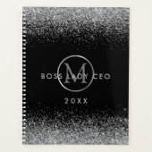 Silver Glitter Boss Lady CEO Monogram Planner (Voorkant)