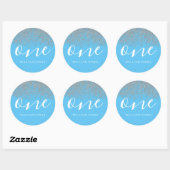 Silver Glitter Boys Blue 1e verjaardag Ronde Sticker (Vel)