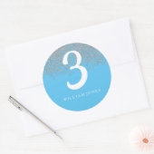 Silver Glitter Boys White Blue 3rd jarig feest Ronde Sticker (Envelop)