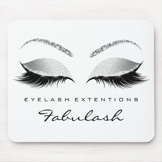 Silver Glitter Branding Beauty Grey White Lashes Muismat (Voorkant)