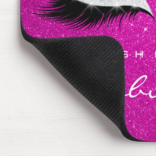 Silver Glitter Branding Beauty Hot Pink Lashes Muismat (Hoek)